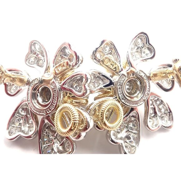 Tiffany & Co Schlumberger Cones And Petals 18k Gold Platinum Diamond Earrings - Picture 11 of 12